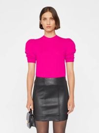 FRAME Denim Ruched Sleeve Sweater - Magenta Garmentory at Garmentory